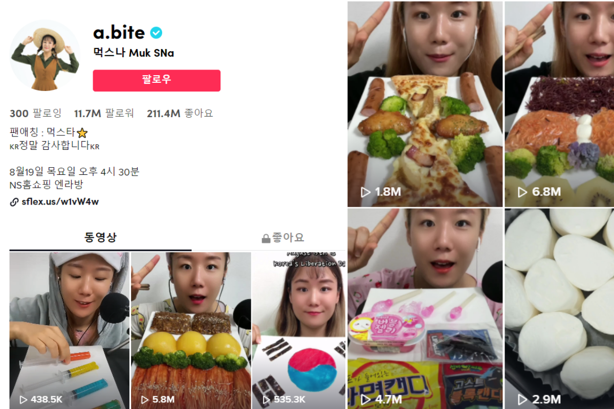 Muk SNa - @a.bite - Top 10 tài khoảng tiktok Hàn Quốc có nhiều người follow nhất