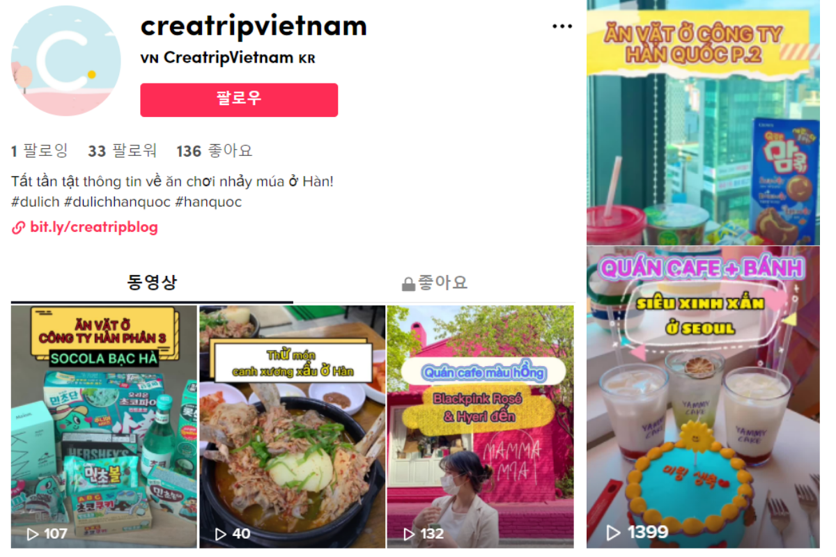 tiktok của Creatripvietnam