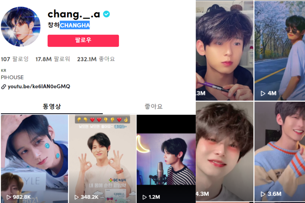 Changha - @chang._.a - Top 10 tài khoảng tiktok Hàn Quốc có nhiều người follow nhất