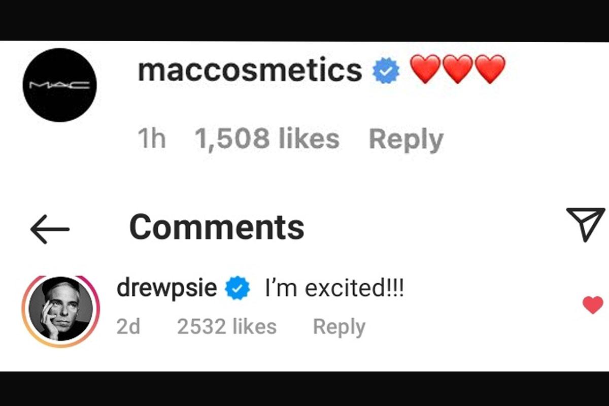 ความคิดเห็นจาก Instagram ของ MAC Cosmetics และ Drew Elliot ครีเอทีฟไดเร็กเตอร์ แสดงความคิดเห็นเกี่ยวกับอัลบั้มเดี่ยวของลิซ่า BLACKPINK
