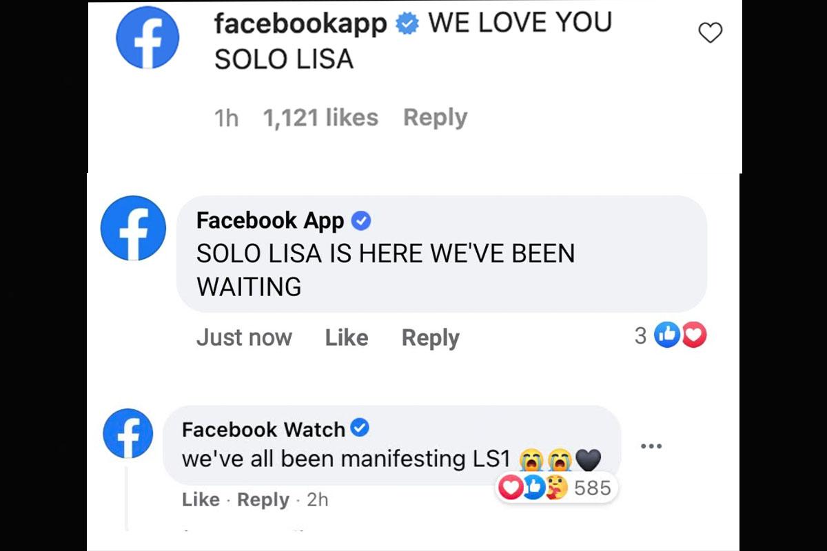 โพสต์ Facebook ของแอปพลิเคชันแสดงความยินดีกับโซโลอัลบั้มของลิซ่า BLACKPINK พร้อมข้อความว่า 'WE LOVE YOU SOLO LISA'