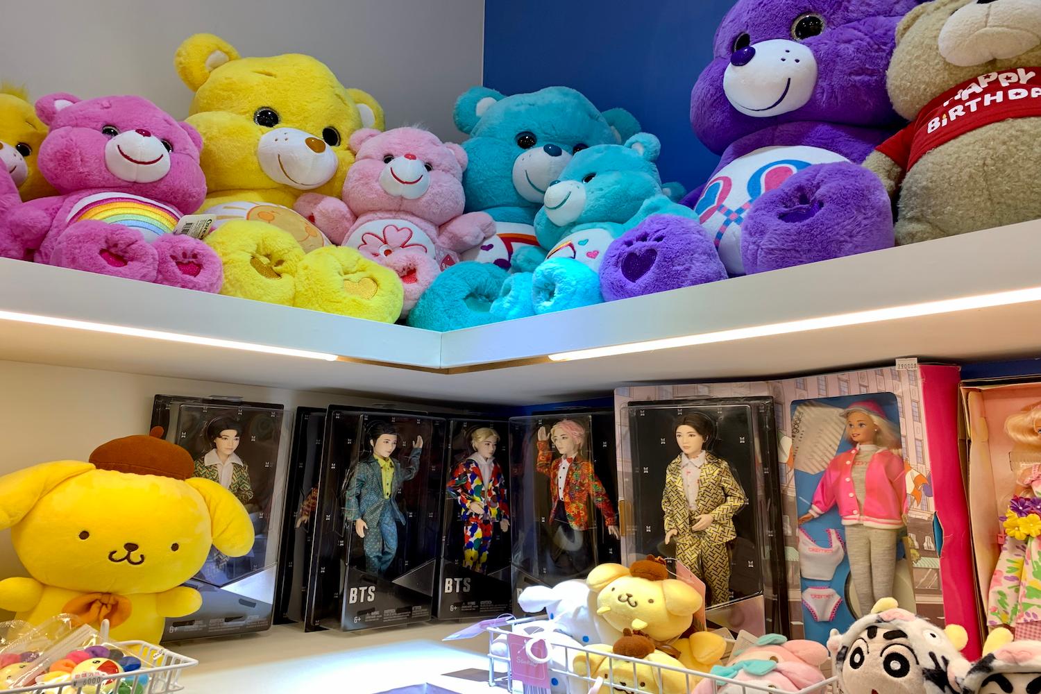 BTS dolls and Care Bears