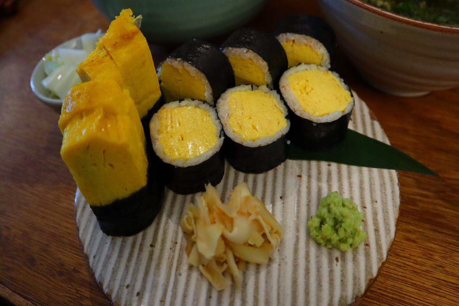Plate of egg gimbap at Donga