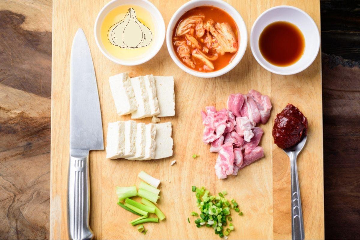Kimchi Jjigae ingredients