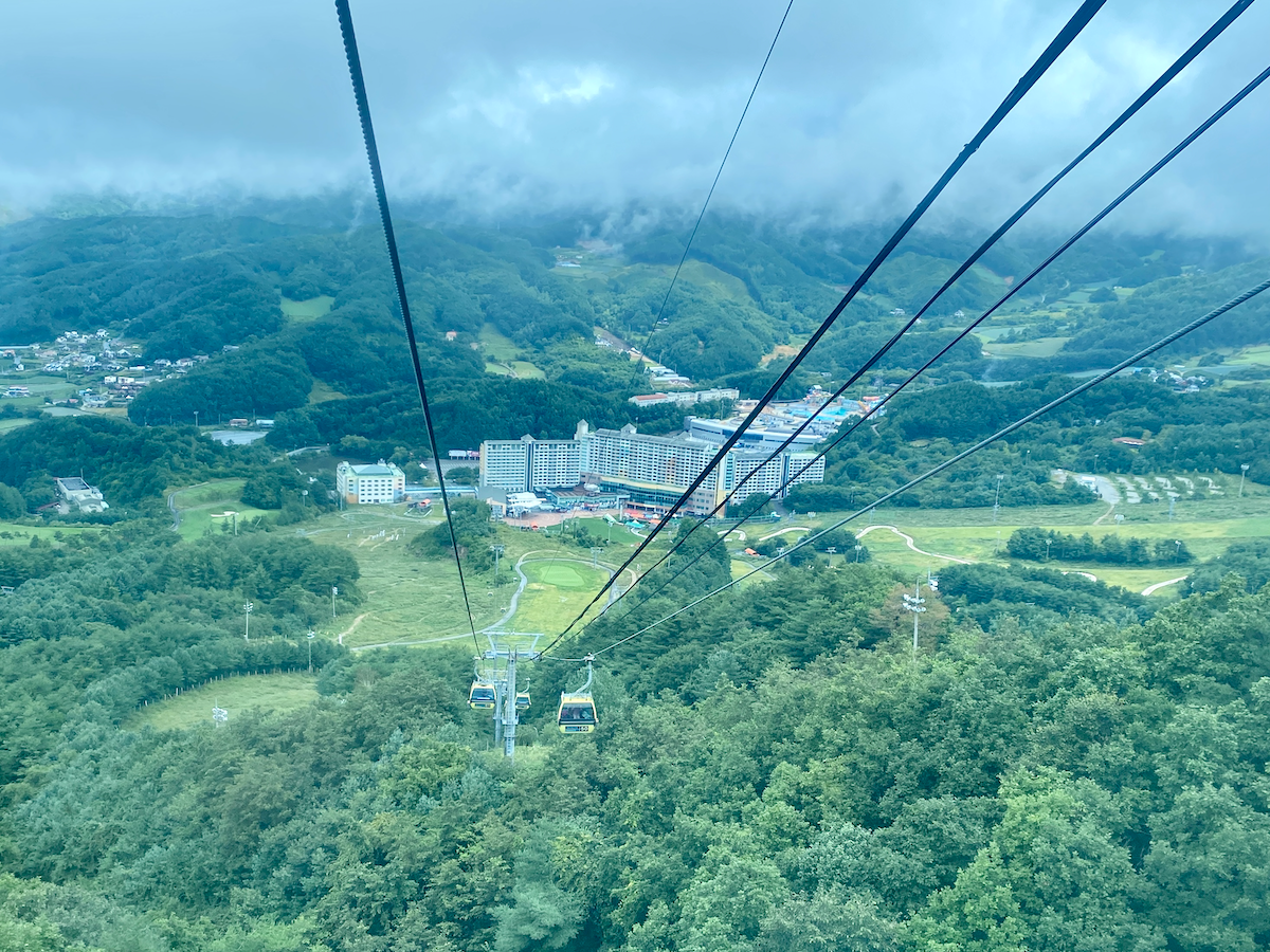 Gondola view of Welli Hilli Park in Hoengseong