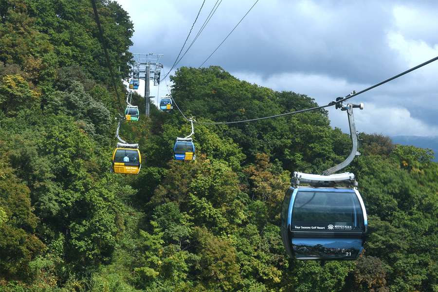 平昌發旺山纜車，美麗自然景色，韓劇《鬼怪》與《我的ID是江南美人》的拍攝地