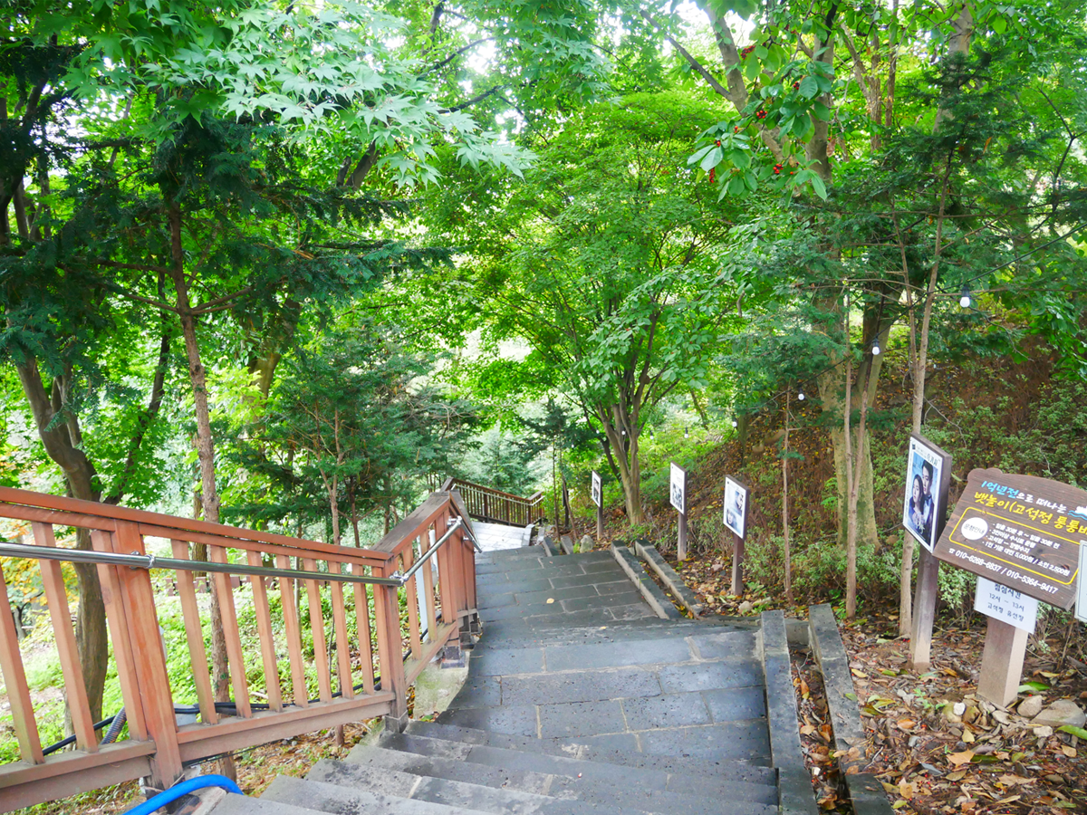 one day tour itinerary, cheorwon gangwondo korea, goseokjeong pavilion trail stairs