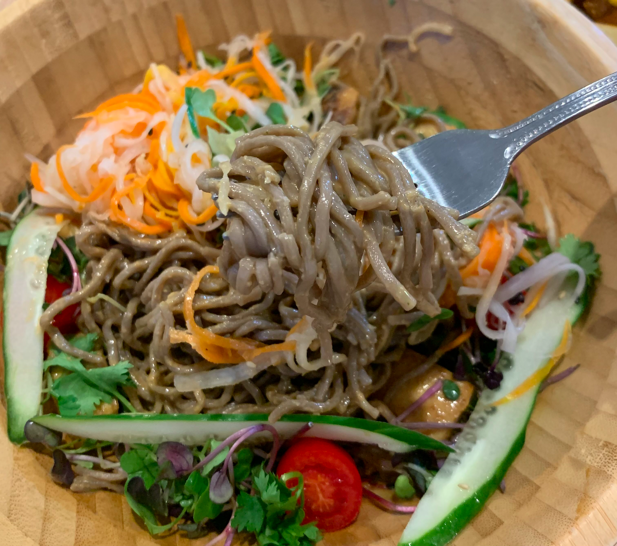 korea seoul hongdae yeonnam vegan restaurant plant, sesame soba peanut bowl