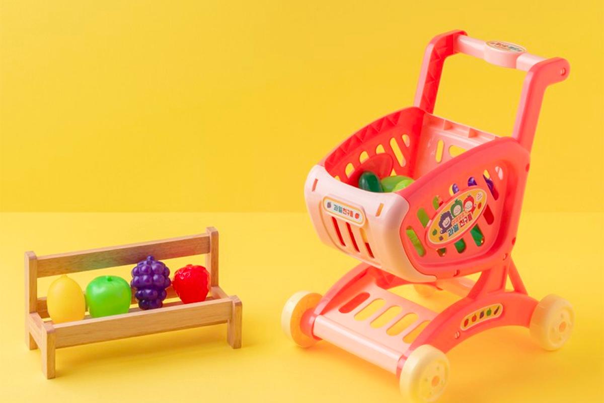 Daiso korea, new products september 2025, mini shopping cart and fruit set