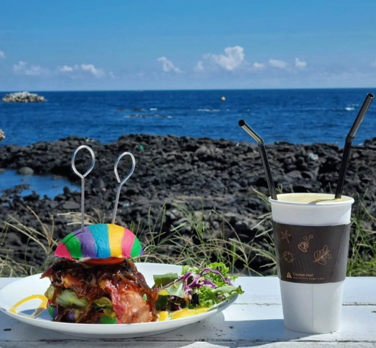 travel korea, photo spot, udo island jeju island bonkkeurang rainbow burger