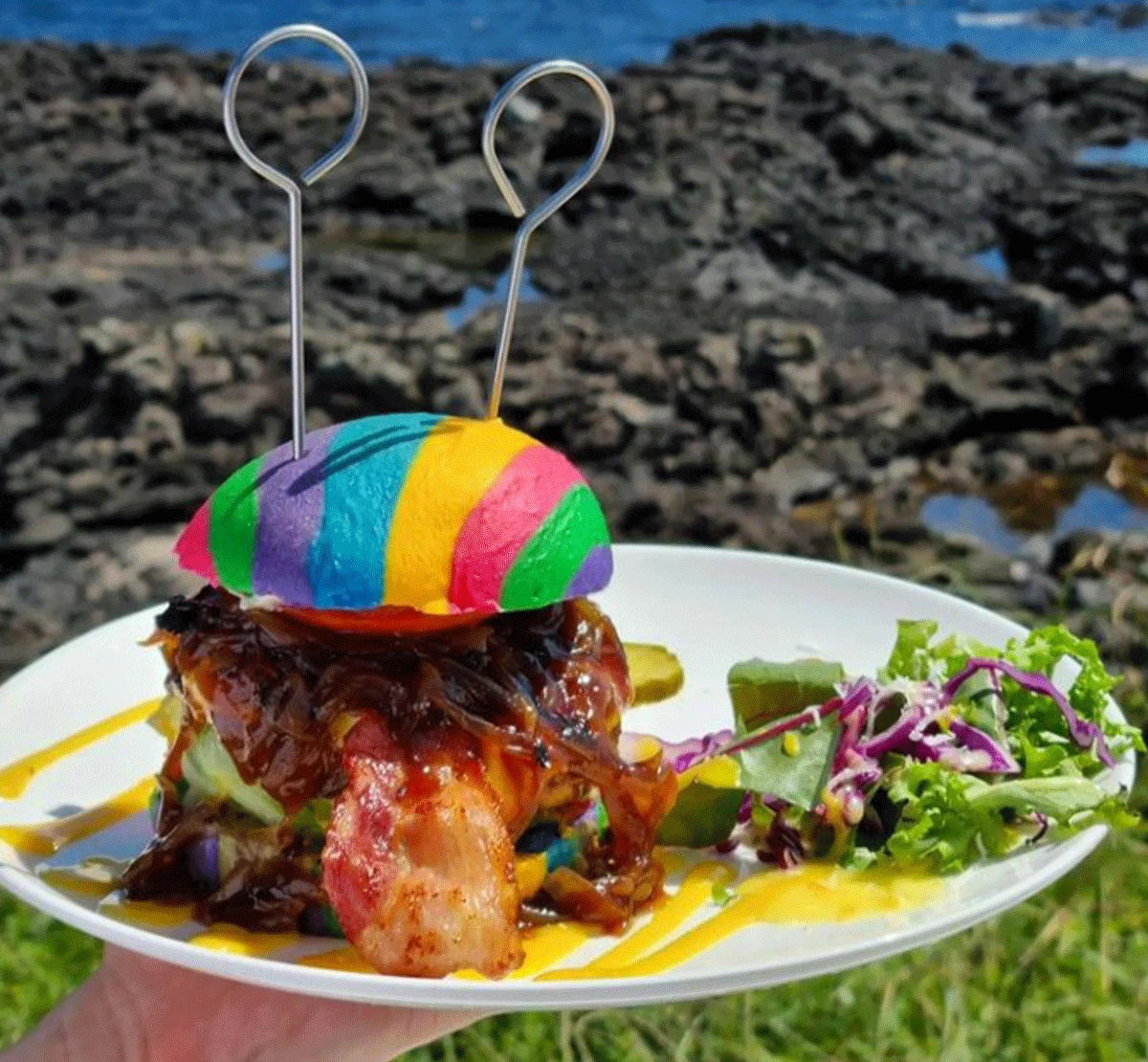 travel korea, photo spot, udo island jeju island bonkkeurang rainbow burger