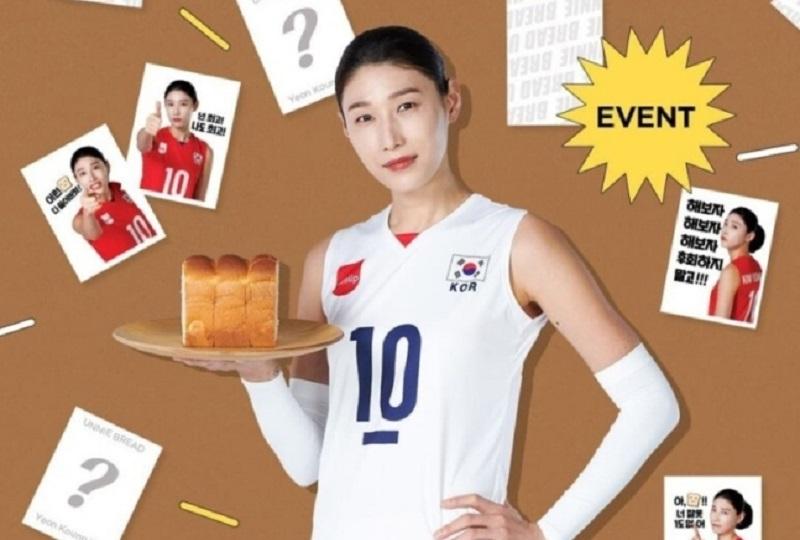 SPC samlip「食パンオンニ」を購入すると付いてくるキム・ヨンギョン選手のステッカー。バイザーをかぶった顔の画像が描かれた四角形のステッカーが数種類並んでいる。