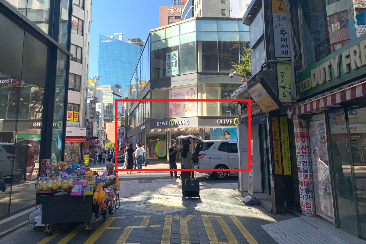 olive young myeongdong, seoul intersection