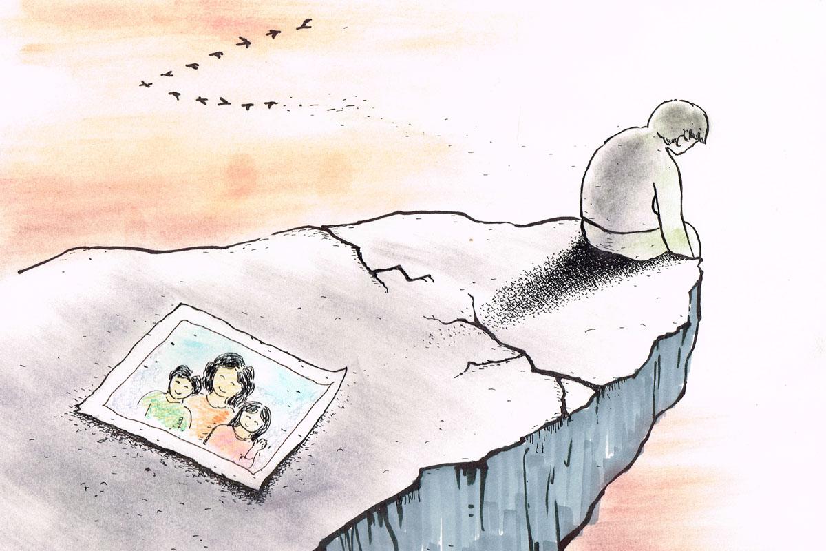 father feeling lonely from his family