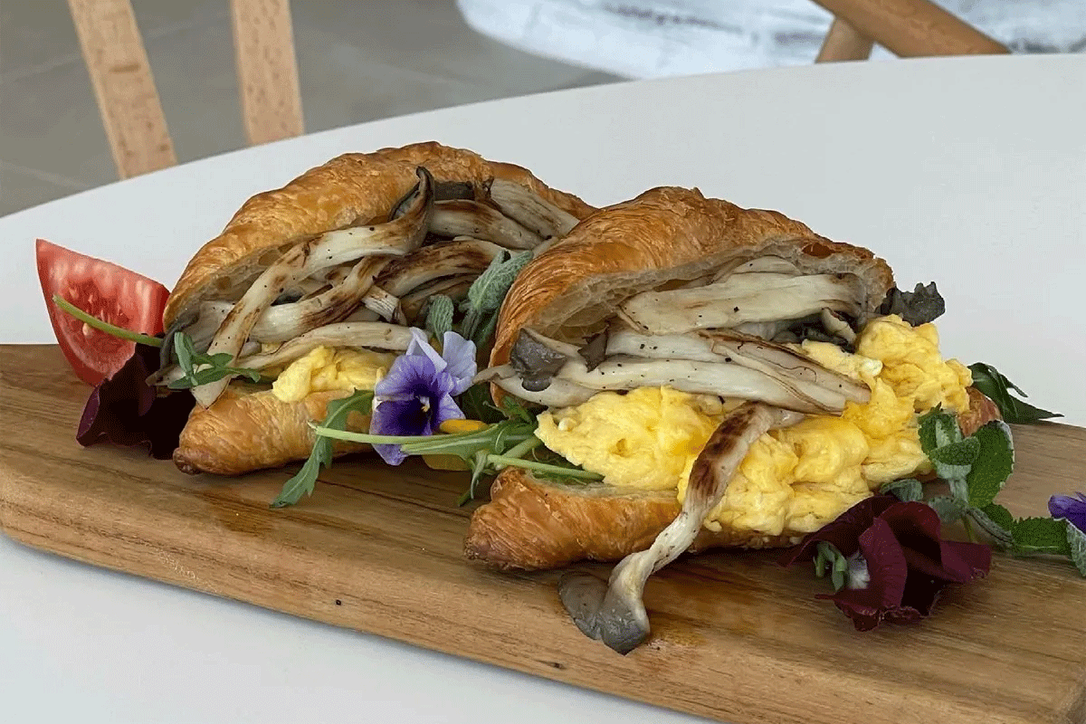 gijang busan korea, 1987 rooftop lounge croissant sandwich