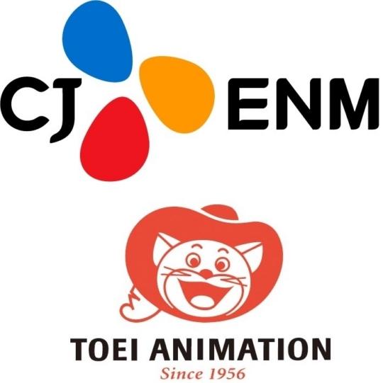 CJ ENMと東映アニメーションのロゴ、アニメーション分野での新しい提攜を象徴しています。