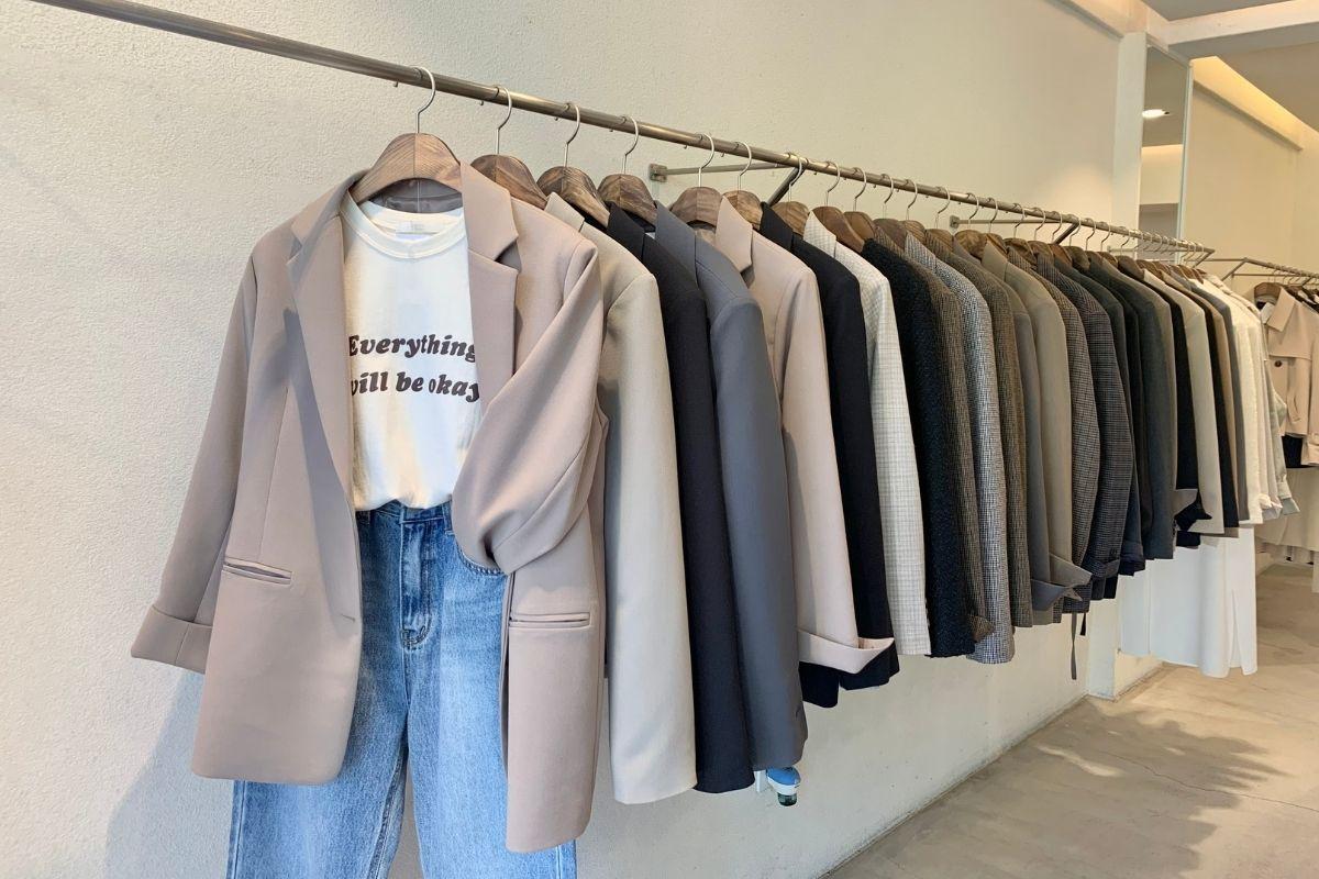 Blazers at yellow clothes shop