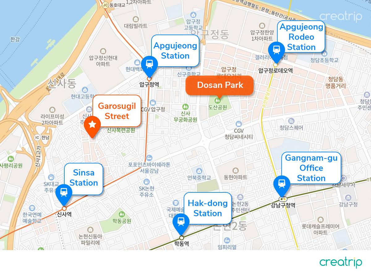Sinsa & Apgujeong Guide: Газрын зураг
