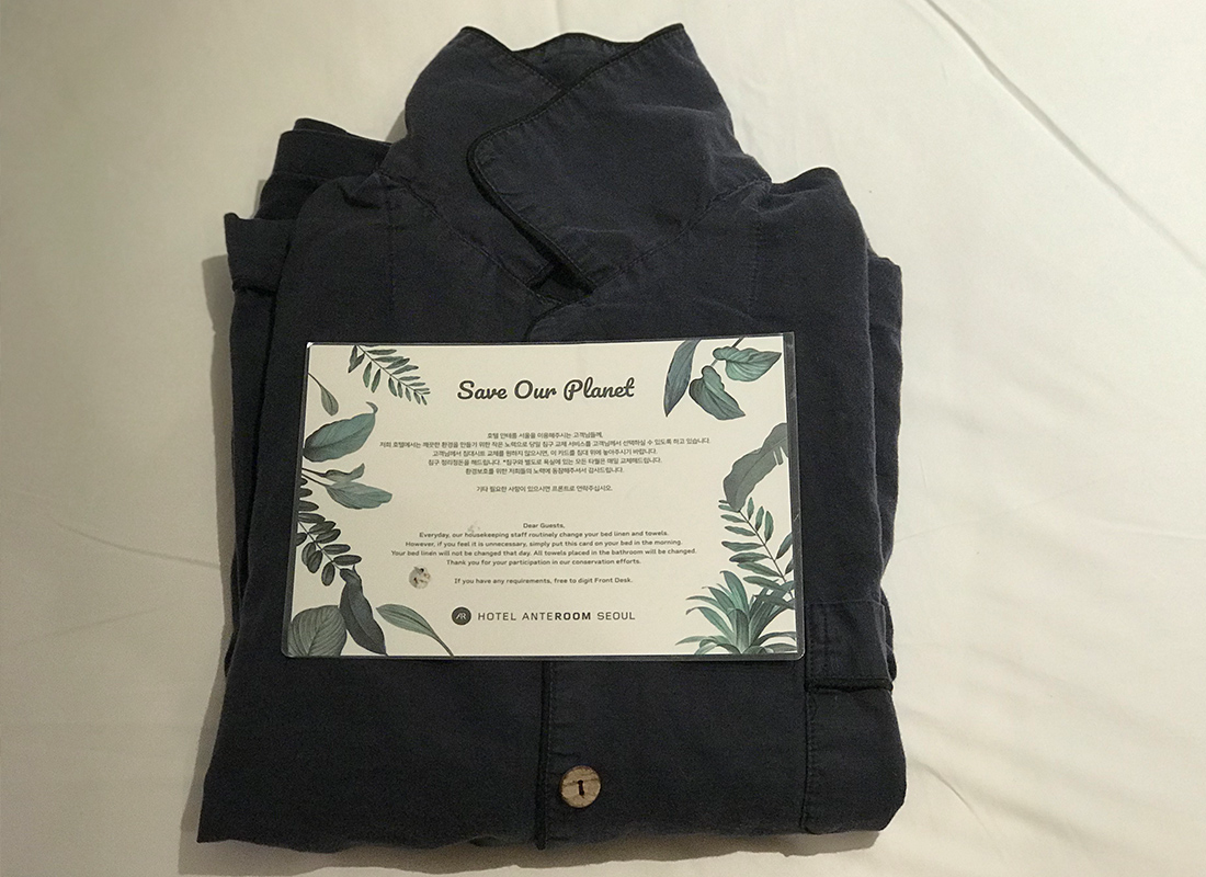 đồ ngủ của khách sạn Anteroom Seoul nổi tiếng ở Sinsadong, Seoul, Hàn Quốc