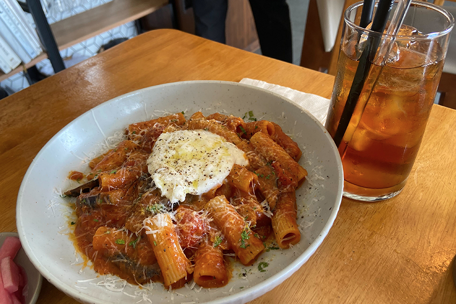 busan korea, gwangalli beach, ro ong restaurant, tomato pasta