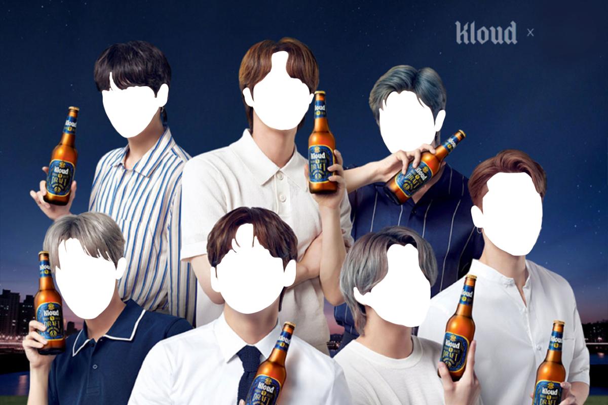 korean alcohol brand model quiz, kloud bts
