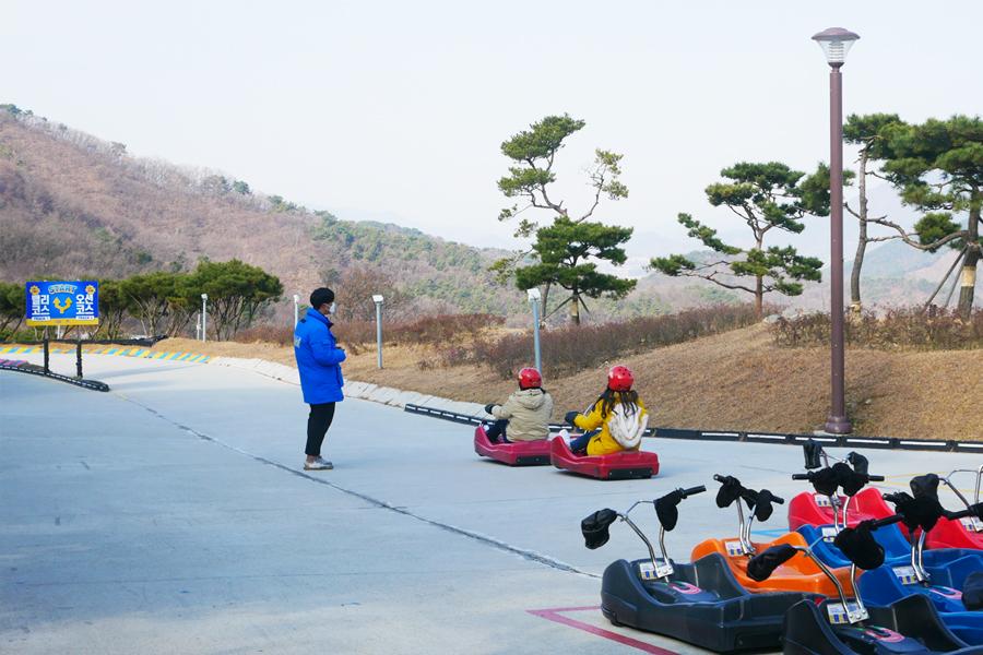 강화 씨사이드리조트의 LUGE 트랙 – 아시아 최장 LUGE 트랙에서 가족들이 즐기는 모습