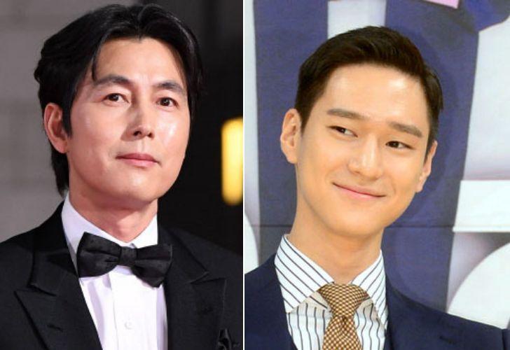 俳優チョン・ウソンとコ・ギョンピョが並ぶ写真。