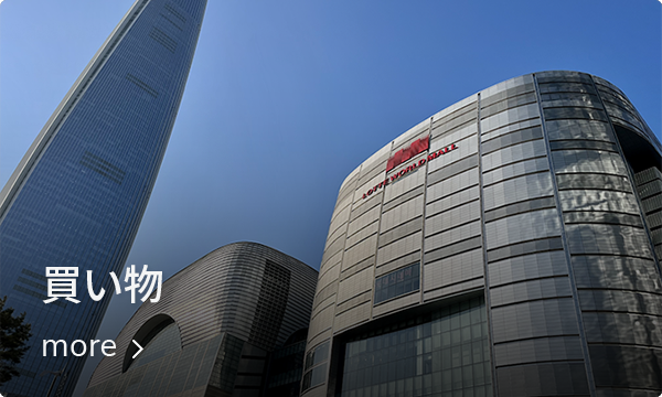 ロッテワールドモールの写真、韓国ショッピングガイドのリンクアイコンあり：ソウル蚕室での買い物体験