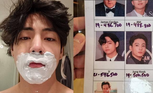 BTSのVがInstagramに投稿した自撮り写真を紹介するキャプチャ画像。VはBTSメンバーの中で最も多くのフォロワー数を持っています。