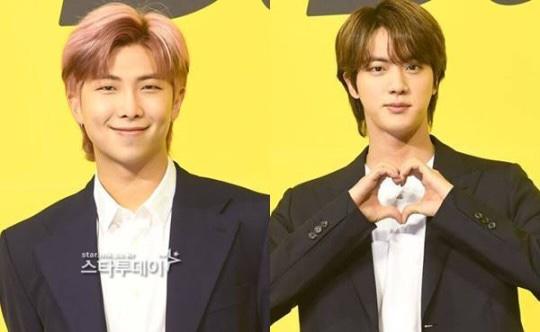 BTSのRMとジンが一緒にいる公式行事での写真、スタートゥデイDBよりライセンス画像