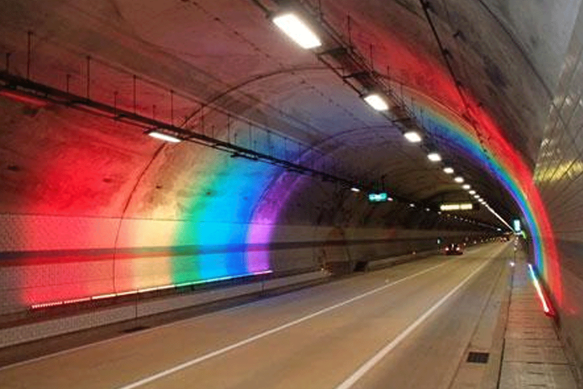 cầu vồng trong đường hầm ở hàn