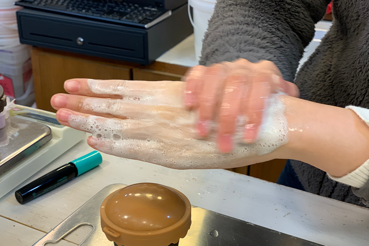 washing hands with soap