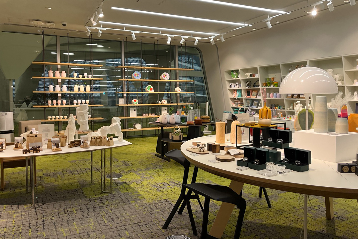 Design products displayed at the DDP Design Store, featuring innovative and artistic merchandise