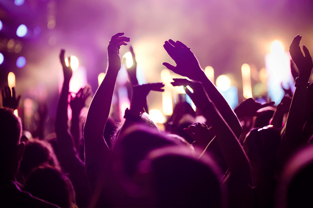 hands in the air at a club