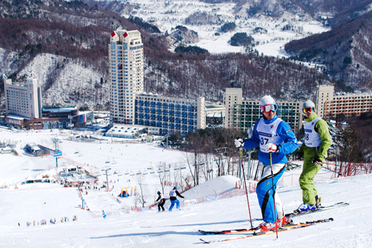 Южная Корея горнолыжные курорты. Каннын Южная Корея горные лыжи. Корея горный Южная горный туризм. Северная Корея горнолыжный курорт 2024.