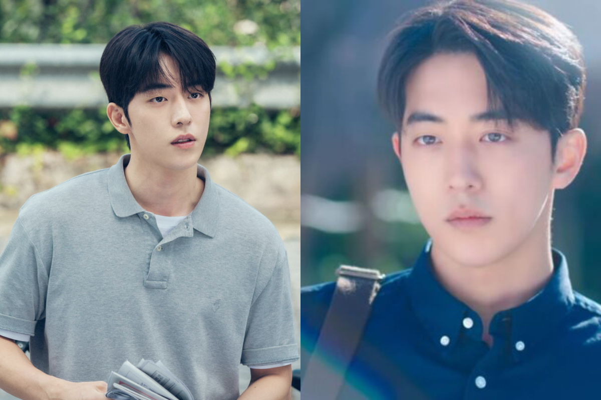 Nam diễn viên chính trong phim 'Tuổi 25, Tuổi 21', mặc đồng phục cấp ba với một chiếc điện thoại bàn cổ điển.