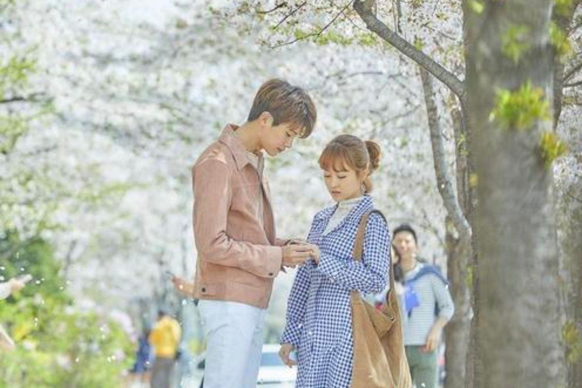 park hyung sik và park bo gum chụp ảnh cùng hoa anh đào