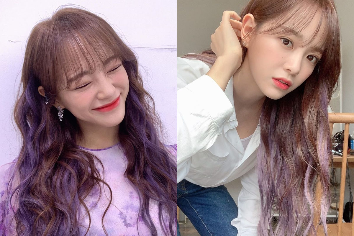 Image de balayage élégant dans les cheveux d'une célébrité coréenne moderne.