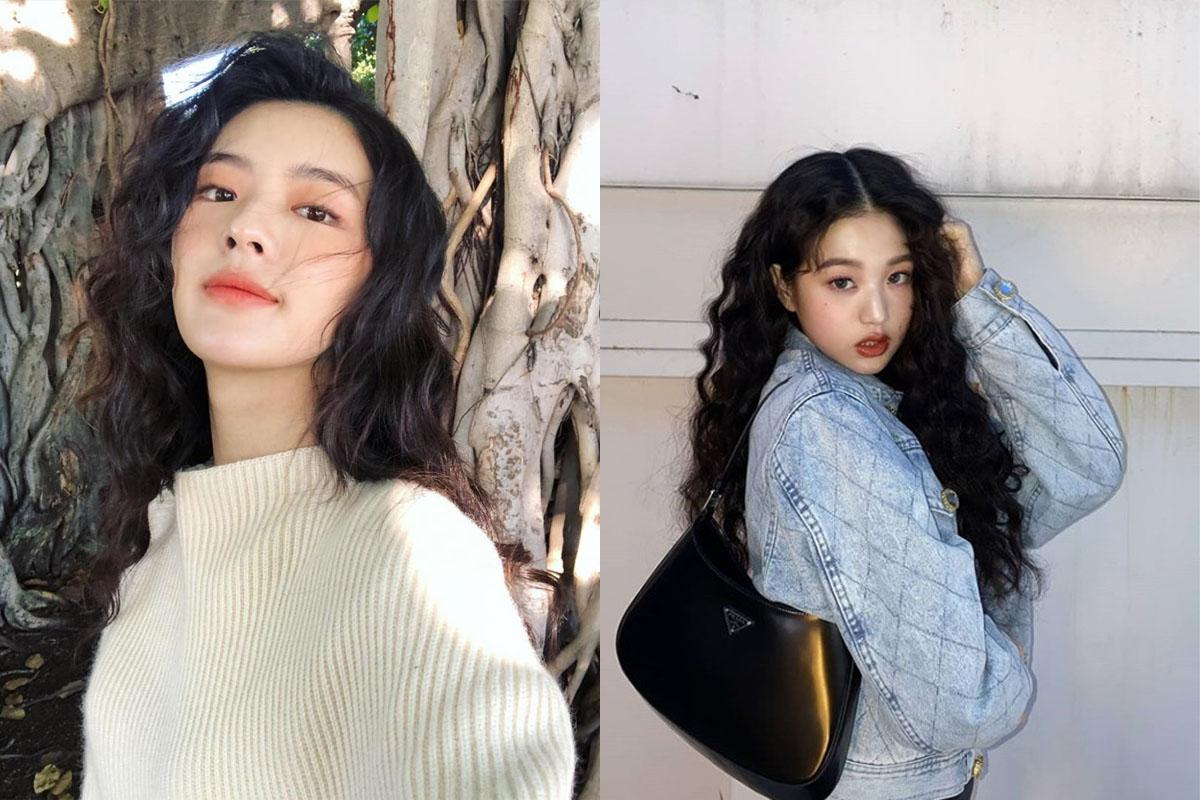 嬉皮捲髮造型，展現自由奔放的時尚氛圍，背景為戶外綠植。