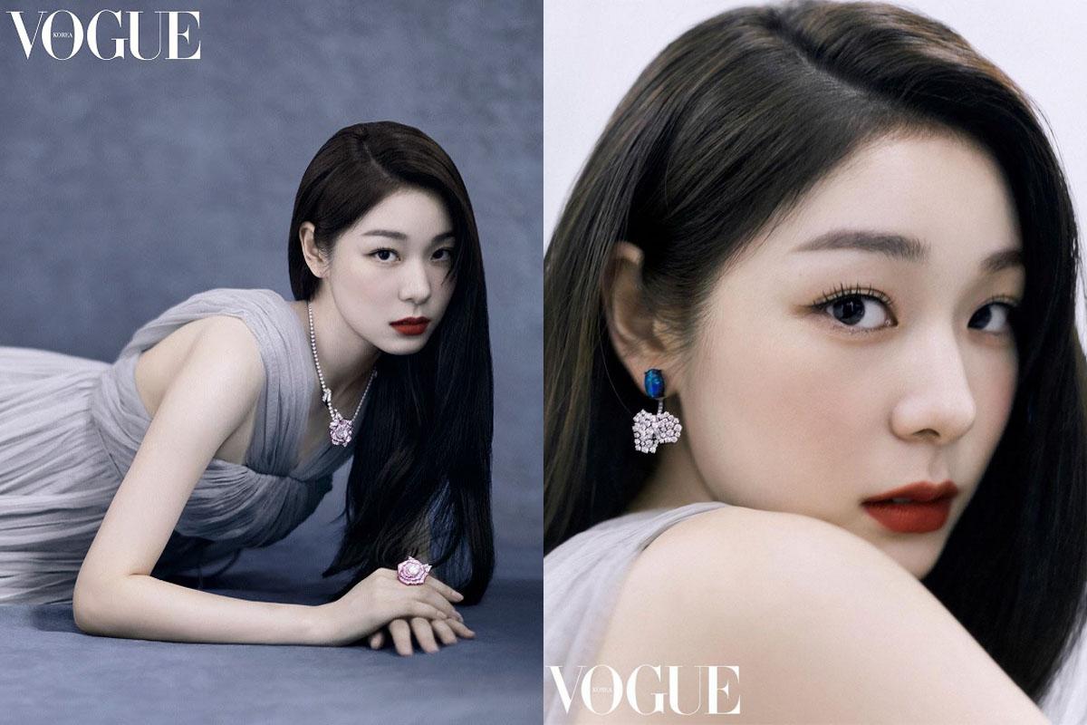 金妍兒以時尚雜誌拍攝展示優雅的直髮C字捲，搭配精緻飾品。