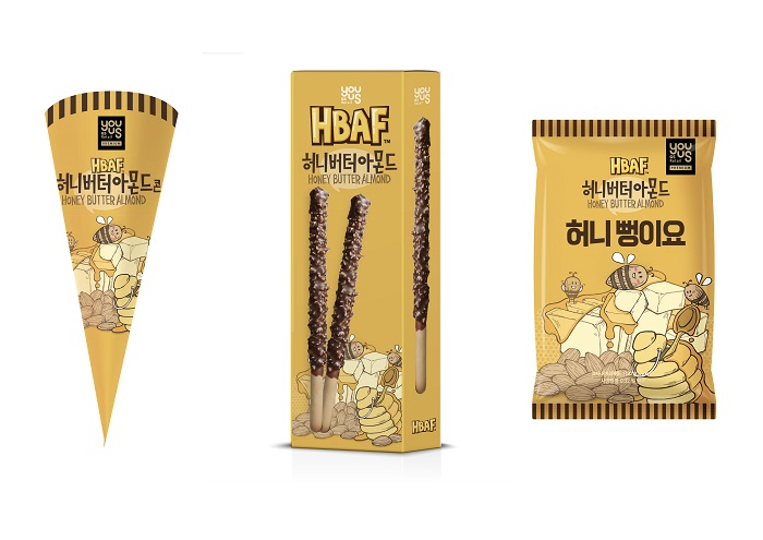 以HBAF吉祥物為主題設計的可愛布偶與商品包裝，聯名設計的化妝品包裝展示出品牌獨特的視覺創意。