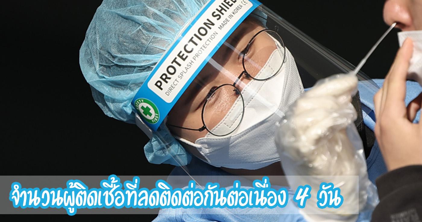 จำนวนผู้ติดเชื้อที่ลดติดต่อกันต่อเนื่อง  4 วัน