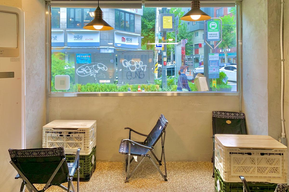 The view out the window of the cafe.