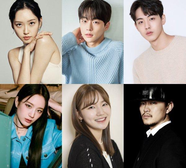 ドラマ『チアアップ』出演俳優ハン・ジヒョン、ペ・イニョク、キム・ヒョンジン、チャン・ギュリ、イ・ウンセム、ヤン・ドングンの宣伝写真。