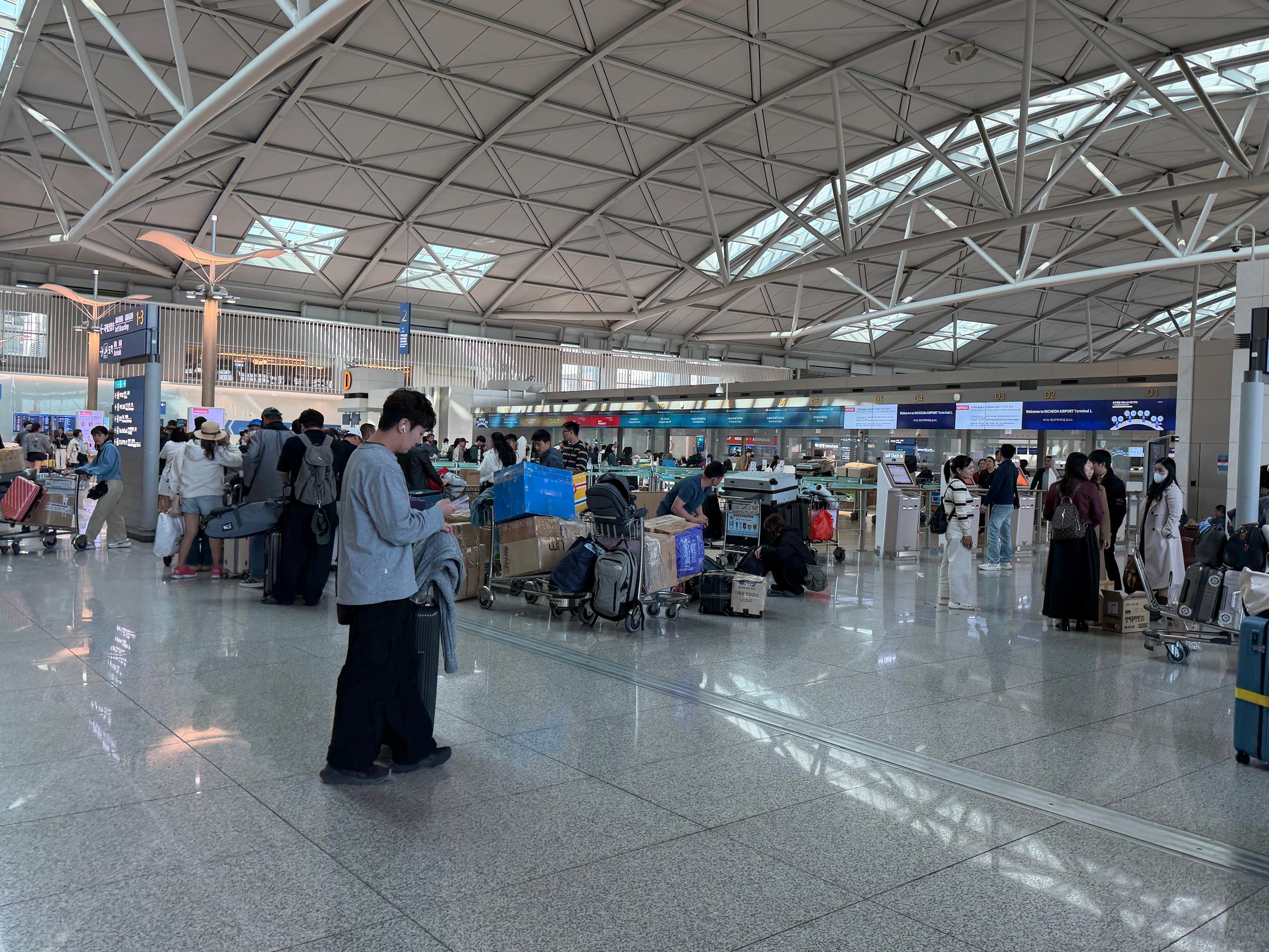 仁川機場第一航廈3樓出境大廳指南 出境報到流程