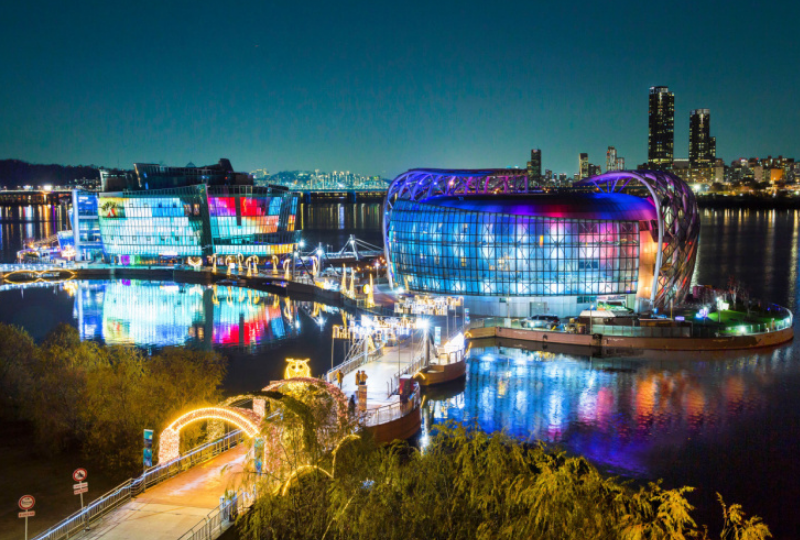 韓国、ソウル、盤浦漢江公園、盤浦大橋、レインボー噴水