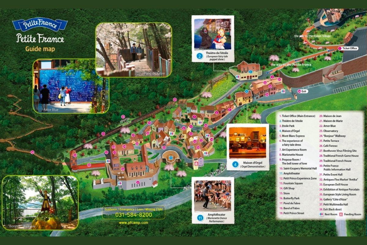 карта Petite France французской деревни в Корее