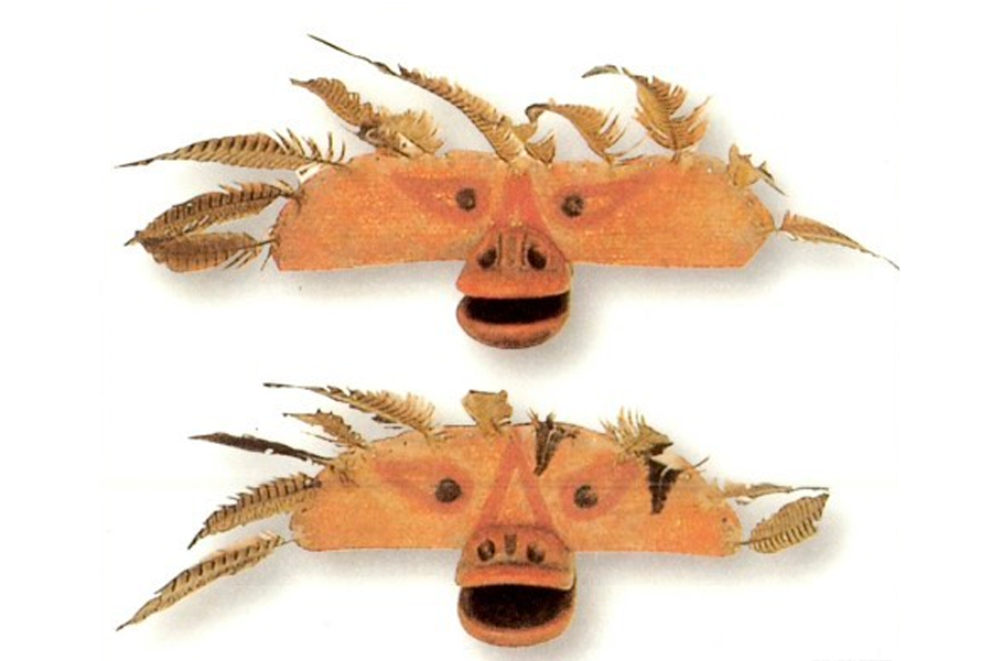 两种来自韩国的传统野兽面具，表现出历史和文化中的艺术元素。