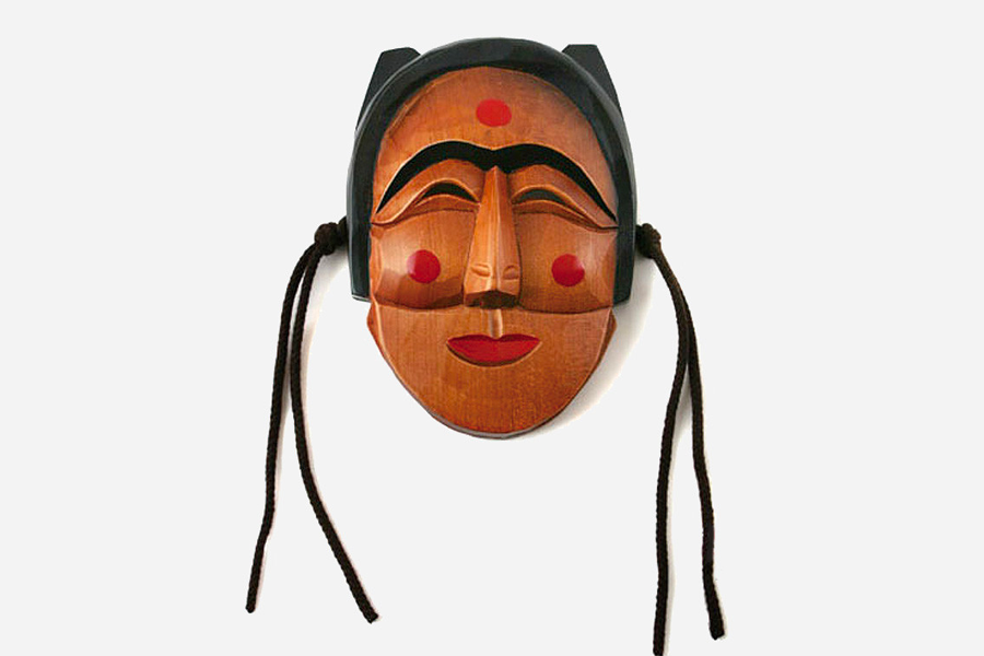 标志性的韩国河回面具，用于宗教仪式和韩国传统文化表演中。