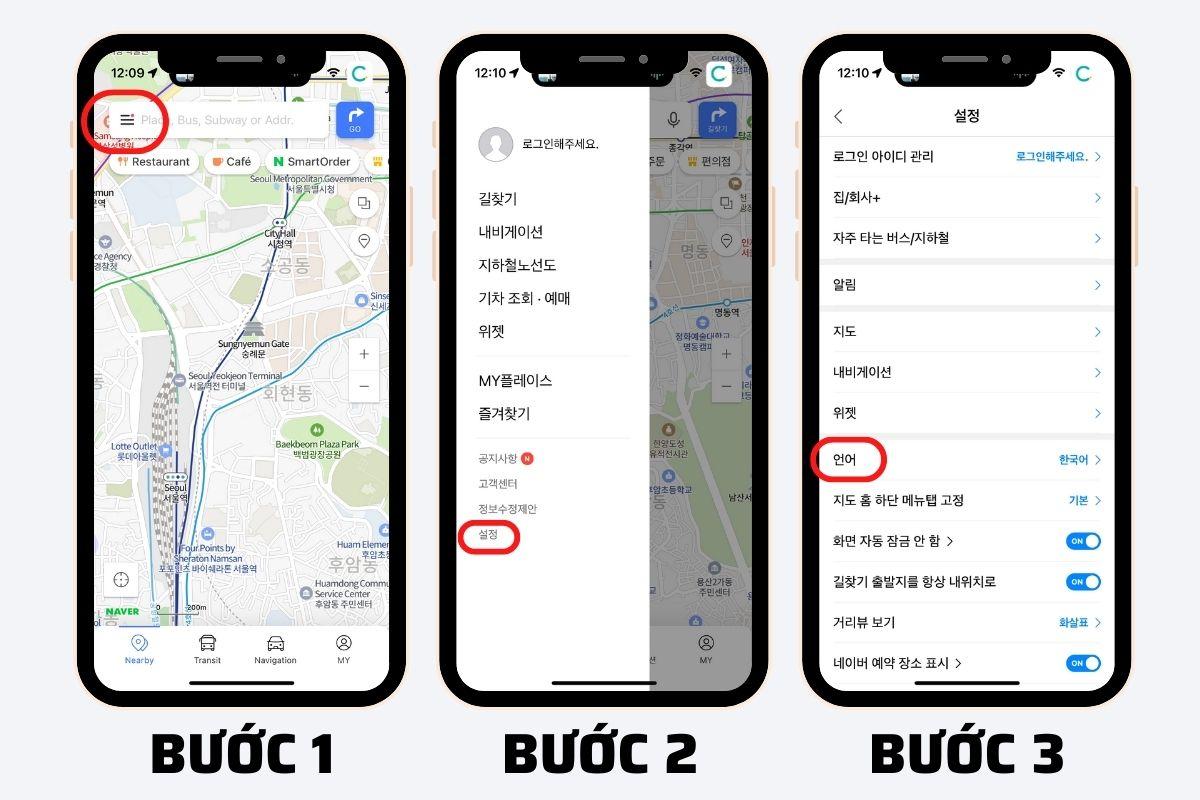 Cài đặt ngôn ngữ Naver Map sang tiếng AnhCách cài đặt ngôn ngữ Naver Map sang tiếng Anh